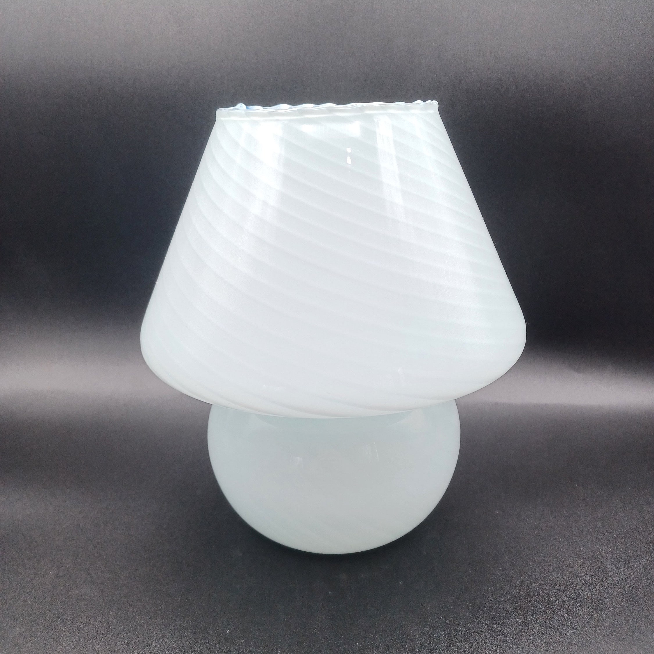 Vintage Murano Italy White Swirl Mushroom Lamp