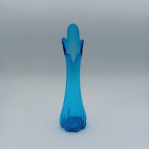 Aqua Blue Five Finger Swung Art Glass Flower Vase