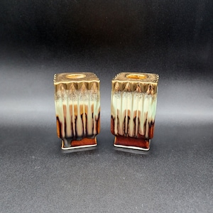 MCM Drip Glaze Pottery Candle Holders