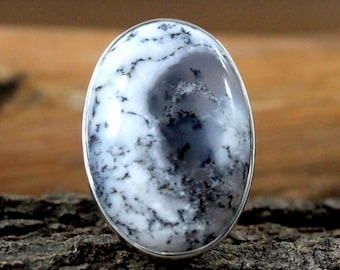 Natural Dendrite Opal Ring Sterling Silver Ring Opal Ring Statement Ring Women Dendrite Silver Ring Bohemian Ring, Gift For Engagement