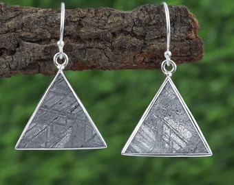 Best! 100% Natural Muonionalusta Iron Meteorite Dangle Earrings Meteorite Earrings 925 Silver Earrings Handmade Jewelry Gift For Woman