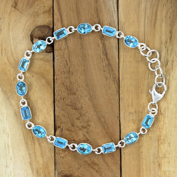 Sterling silver on sale blue topaz bracelet