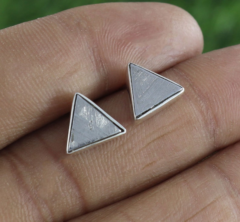 Meteorite Studs-925 Silver Meteorite Slice Studs Earrings. image 1