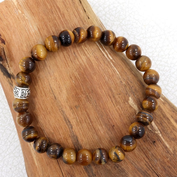 Mens Tiger Bracelet with Tigers Eye Beads