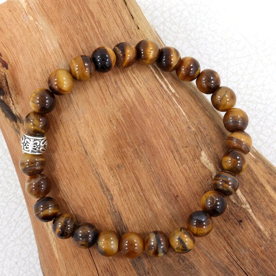 Mens Tiger Bracelet with Tigers Eye Beads