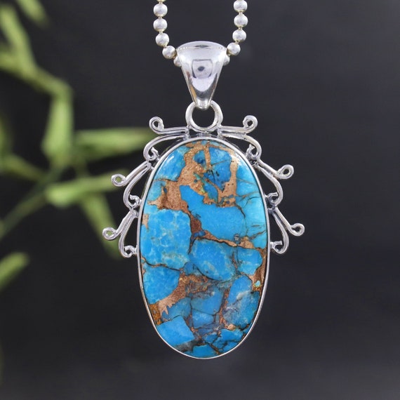 Blue turquoise on sale pendant necklace
