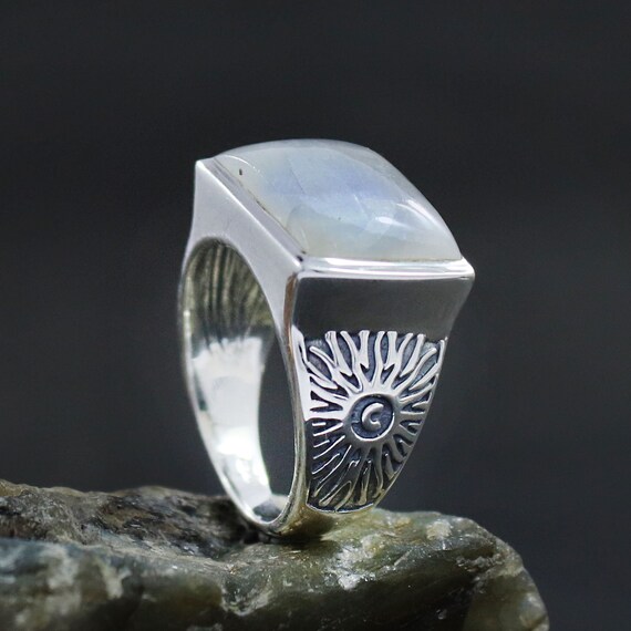 Top Rainbow Moonstone Ring moonstone Engagement Ring sterling