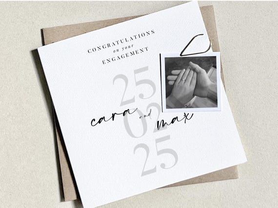 Personalised Engagement Card, Engagement Card For Couple, Modern Engagement Card, Newly Engaged Couple, Congratulations On Your Engagement