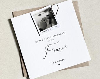 Personalised Happy First Birthday As My Fiancé Card, Photo Card For Fiance Birthday, Fiance Photo Keepsake, 1st Birthday Fiancé Gift