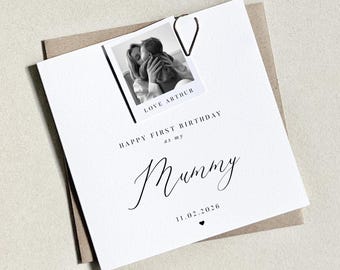 Personalised Happy First Birthday As My Mummy, Mum, Mama, Mother Card, Photo Card, 1st Birthday, New Baby Card, Photo Card For Mum Birthday