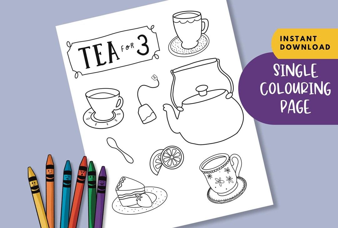 Tea Party Coloring Page, Tea Party, Coloring Pages for Kids, Cute ...