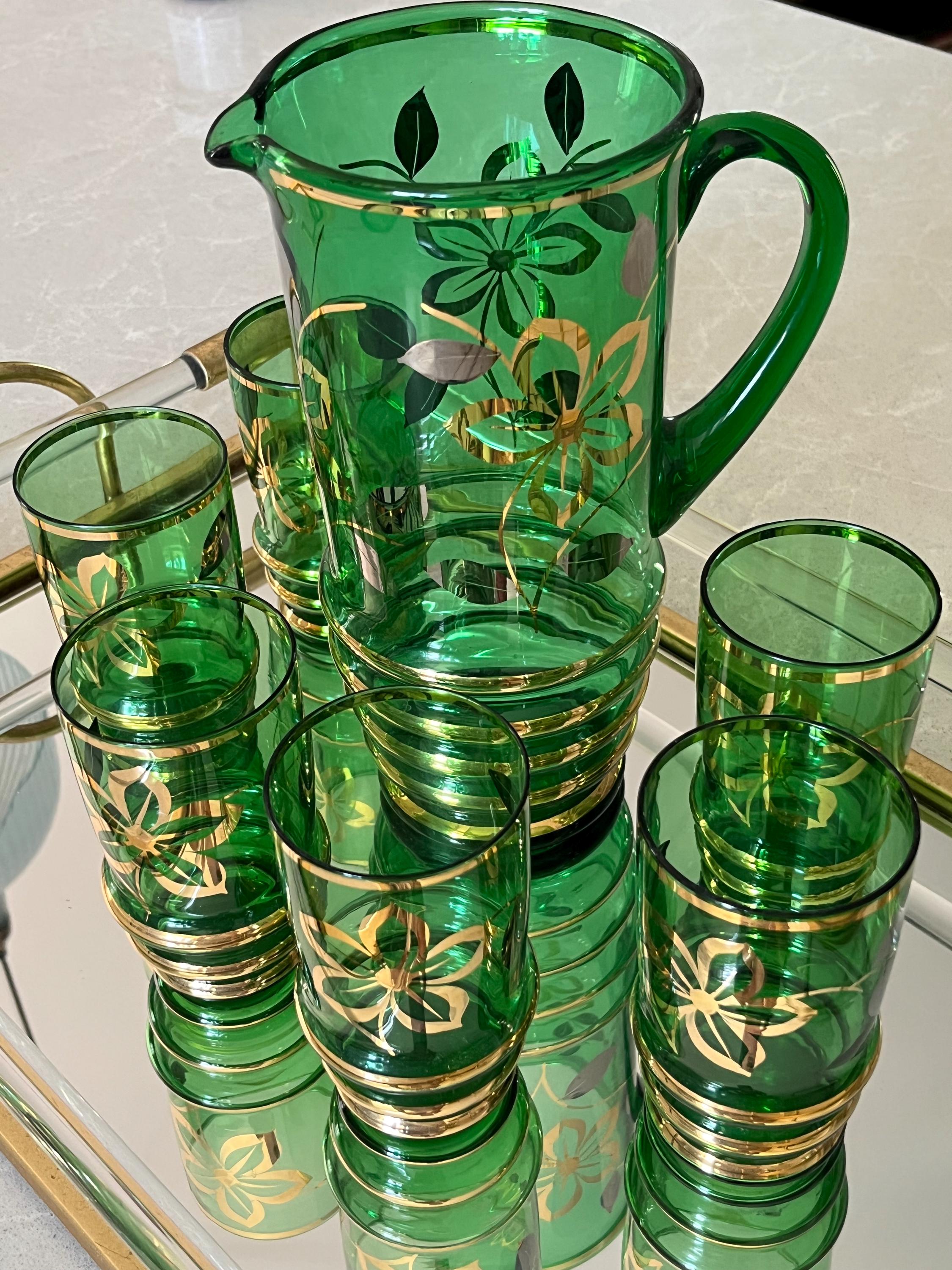 Green Glass Jug - Etsy Canada