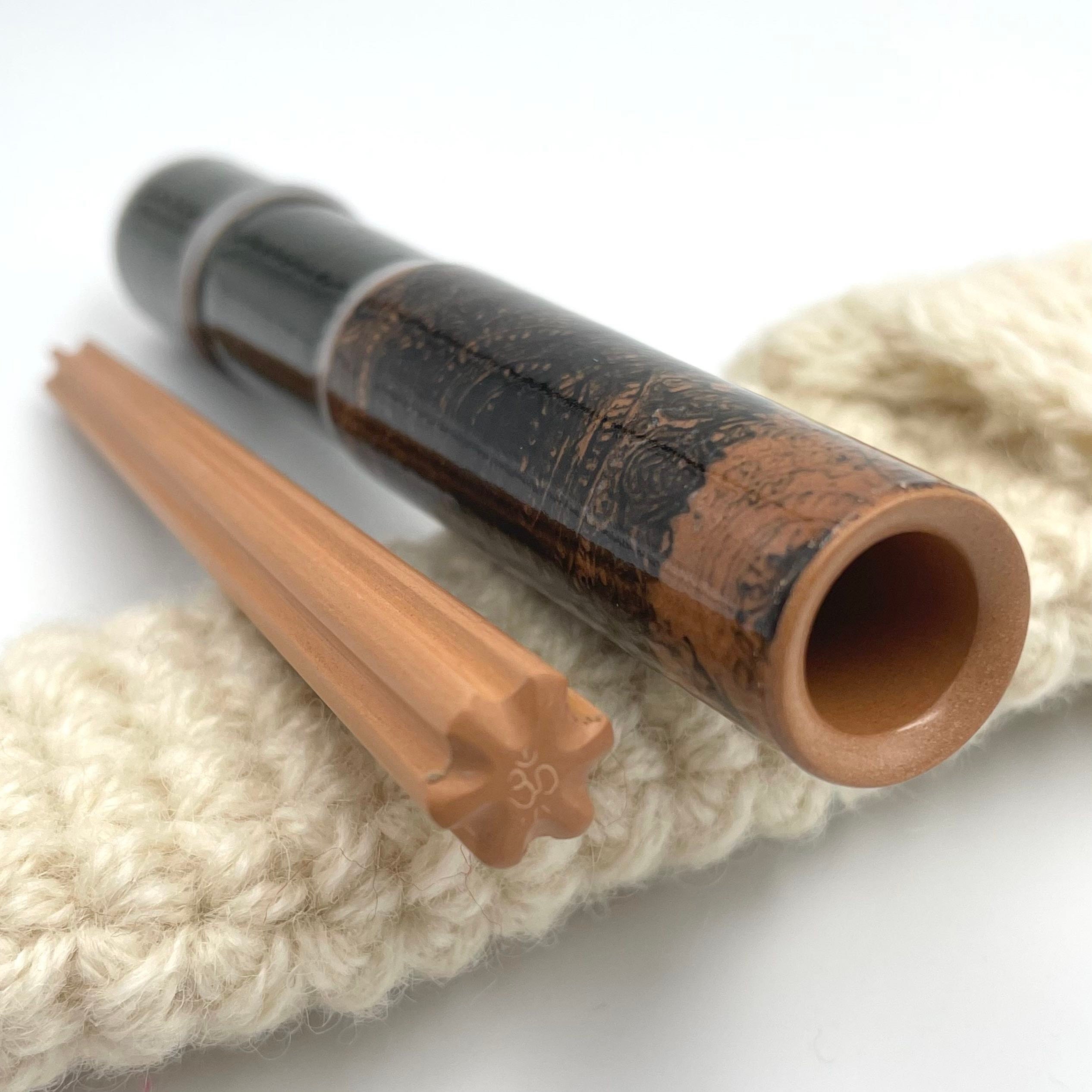 Italian Clay Chillum Steel Grey Glaze With Black Mandala Details Etsy