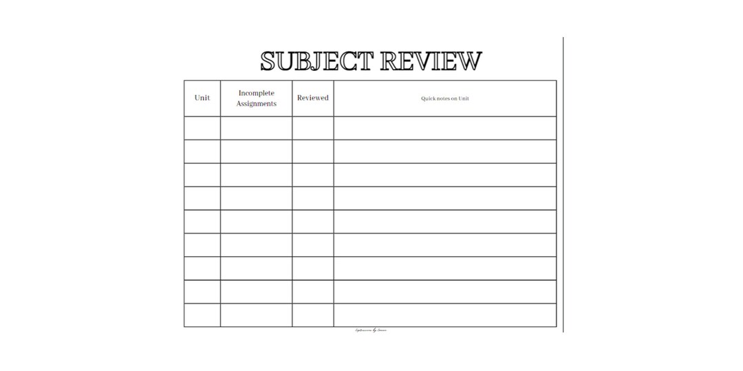 Subject Review Tracker Subject Review Tracker Final Exam Tracker School and University ...