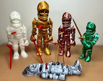 3D Printed Flexi Skeleton Knight, Articulated Fidget Toy