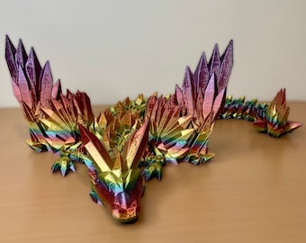 Articulating Crystalwing Dragon - 3D Printed Shiny Dragon, Poseable Fantasy Figurine, Unique Desk Decor, Dragon Collector