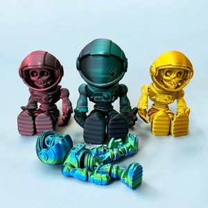 Flexi 3D Printed Astronaut Skeleton | Rainbow Colors | Fun Fidget Toy | Halloween Special