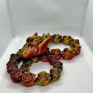 Articulated Rainbow Rose Snake Sculpture - Unique Home Decor Gift for Snake Lovers