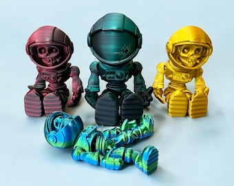 Flexi 3D Printed Astronaut Skeleton | Rainbow Colors | Fun Fidget Toy | Halloween Special