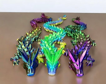 3D Printed Dragon-Crystal Dragon-Articulated Dragon-3D Printed Sensory Stress Fidget-Articulated Crystal Dragon-Fidget-dragon fidget -TIKTOK