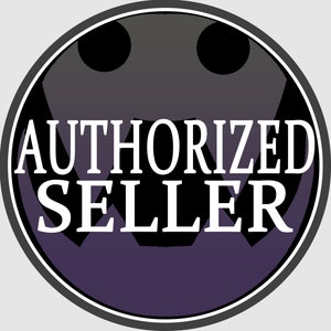 May include: A purple circle with a black silhouette of a face and the text "AUTHORIZED SELLER" in white.