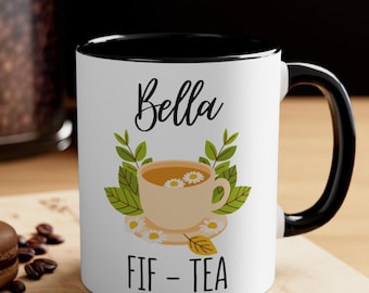 50th Birthday Mug, Fif-Tea Personalized Gift, Funny 50th Birthday Gift for Women Men, Novelty 50 Year Old Birthday Coffee Cup