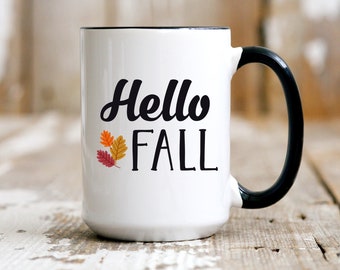 Hello Fall Coffee Mug, Autumn Mug, Fall Coffee Mug, Autumn Leaves,Mug for Fall Autumn,Fall gifts,Women Fall Cup,Gift for Mom,Gift for Friend