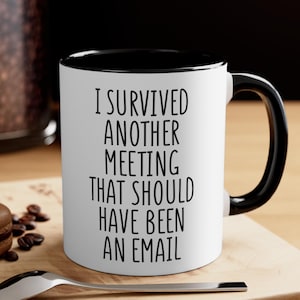 Funny Office Mug, I Survived Another Meeting That Should’ve Been an Email, Work Humor Cup,Coworker Gift,Corporate Sarcasm,Boss Gift,Work Mug