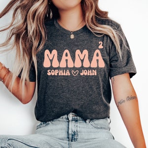 Personalized Mama 2 Shirt, Mom Sweatshirts, Mothers Day Gift For Mom, Customized Mom Life Outfit, Mom Shirt,Mom of 2 Gift, MAMA Shirts