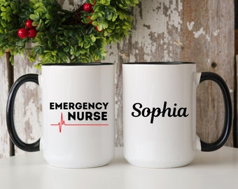Personalized Emergency Nurse Mug, ER Nurse Mug, ER Nurse Gift For Women, Emergency Nurse Mug, Icu Nurse Gift, Custom Name Er Nurse Gift
