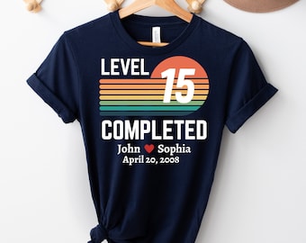 15th Wedding Anniversary Shirt, Sweatshirts, 15th Anniversary Gift, Husband Wife, Matching Married Couple Tees, 15 Years Down Forever To Go