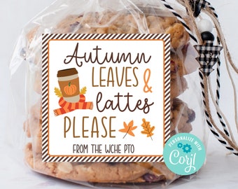 Etiqueta de regalo de café de otoño: Acción de Gracias editable, imprimible / Descarga instantánea en PDF