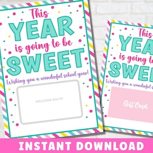 Terug naar school cadeaukaarthouder afdrukbaar | Eerste dag van schoolleraar cadeau | Zoete traktatie-tag | Directe download