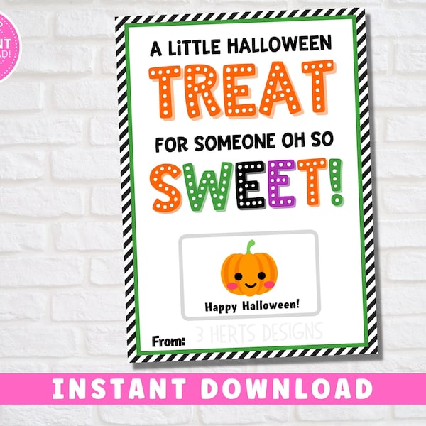 Halloween Gift Card Holder Printable | Halloween Treat for Someone Sweet | Teacher Appreciation Gift | Staff Friend Team | Instant Download
