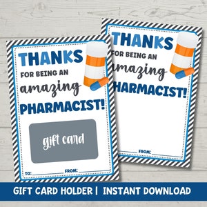 Porta-presentes para impressão de agradecimento a farmacêuticos | Download instantâneo