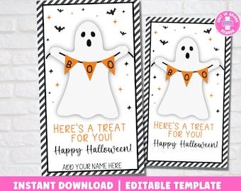 Halloween Geschenkanhänger | Boo Tags Halloween Printable | Party Geburtstag Süßes oder Saures Anhänger | Bearbeitbare Vorlage | Sofort Download