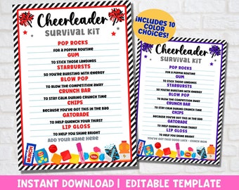 Cheer Survival Kit Printable | Cheer Competition | Cheer Team Gifts in Bulk | Candy Survival Kit | Candy Tag | Editable Instant Download