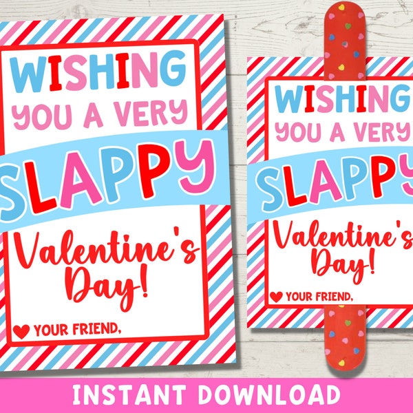 Slap Bracelet Valentine Cards | Classroom Valentines | Printable Valentines Day | Non Candy Valentines Slap Bracelet Instant Download