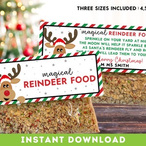 Magic Reindeer Food Treat Bag Topper Printable | Christmas Eve Box | Classroom Favors | Reindeer Food Label | Editable Instant Download