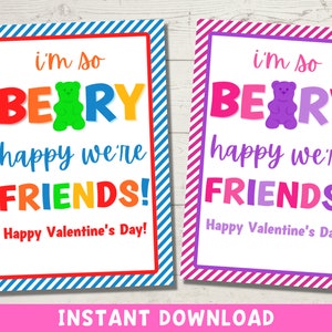 Saint-Valentin en classe | Gummy Bears Saint-Valentin imprimable | Carte Saint Valentin pour enfants | Téléchargement instantané de l'école Valentine Exchange