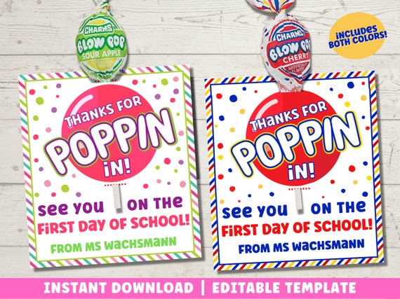 Back to School Lollipop Tag | Meet the Teacher Gift | Instant Download
