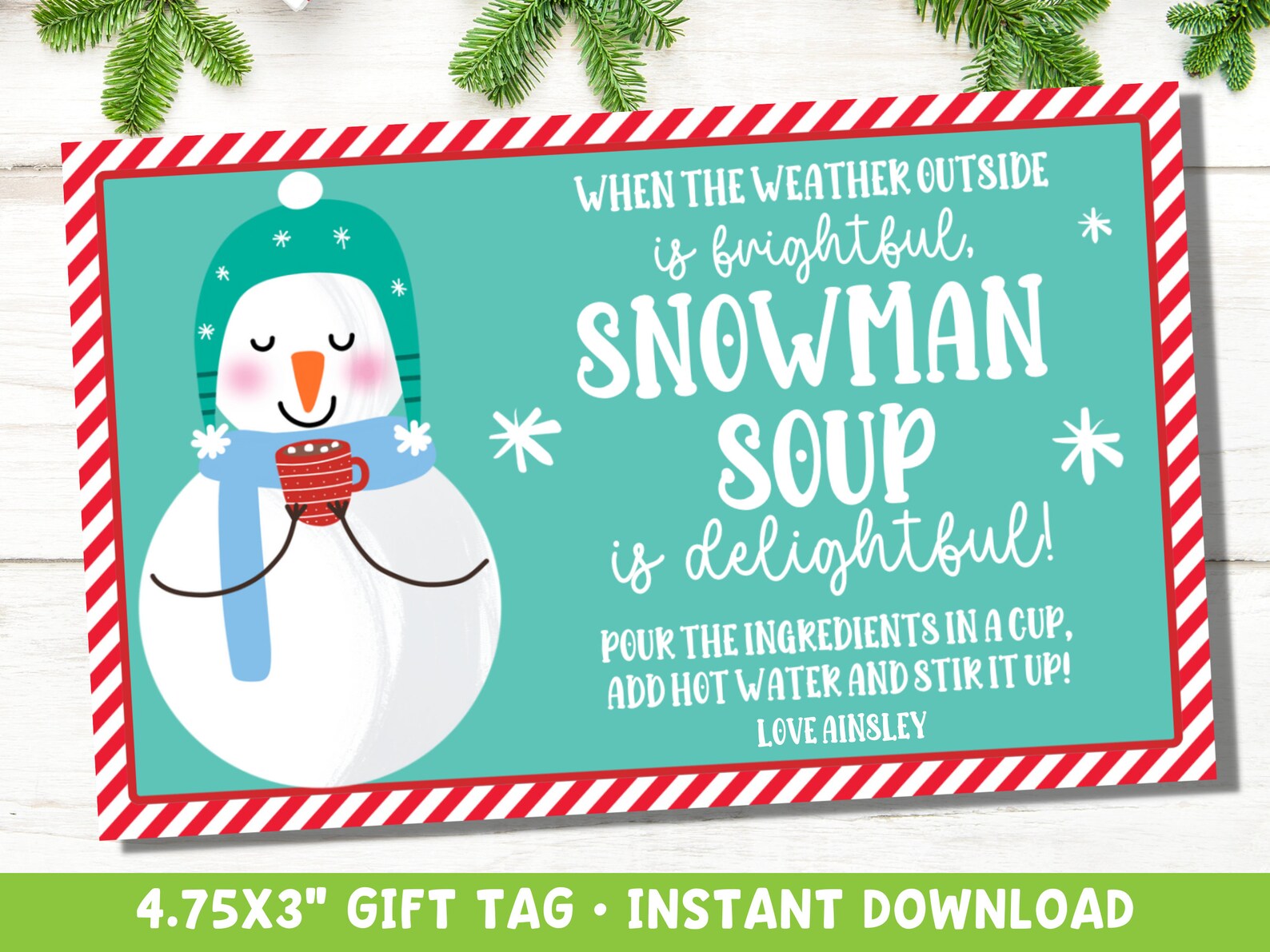 Snowman soup gift tags hot cocoa gift hot chocolate class etsy