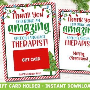 Titular de la tarjeta de regalo Navidad imprimible / Regalo de Navidad del terapeuta del habla / Titular de la tarjeta de regalo SLP / Regalo SLP de último minuto / Descarga instantánea
