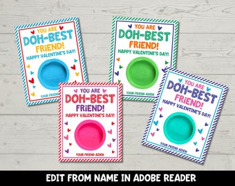 PlayDoh Valentine Cards: Editable Classroom Gift Tags | Instant Download PDF