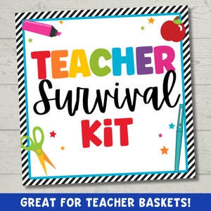 Printable Teacher Survival Kit Tags for First Day and Beyond – Instant Download