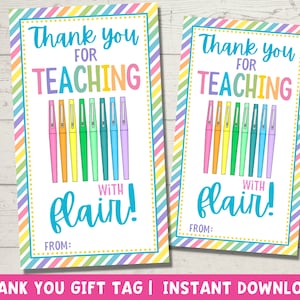 Flair Pen Gift Tag Teacher Appreciation Gift Printable - Etsy