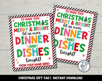 Afdrukbare kerstdinergerechten Cadeaukaartje: leraar, vriend, collega| Pdf direct downloaden