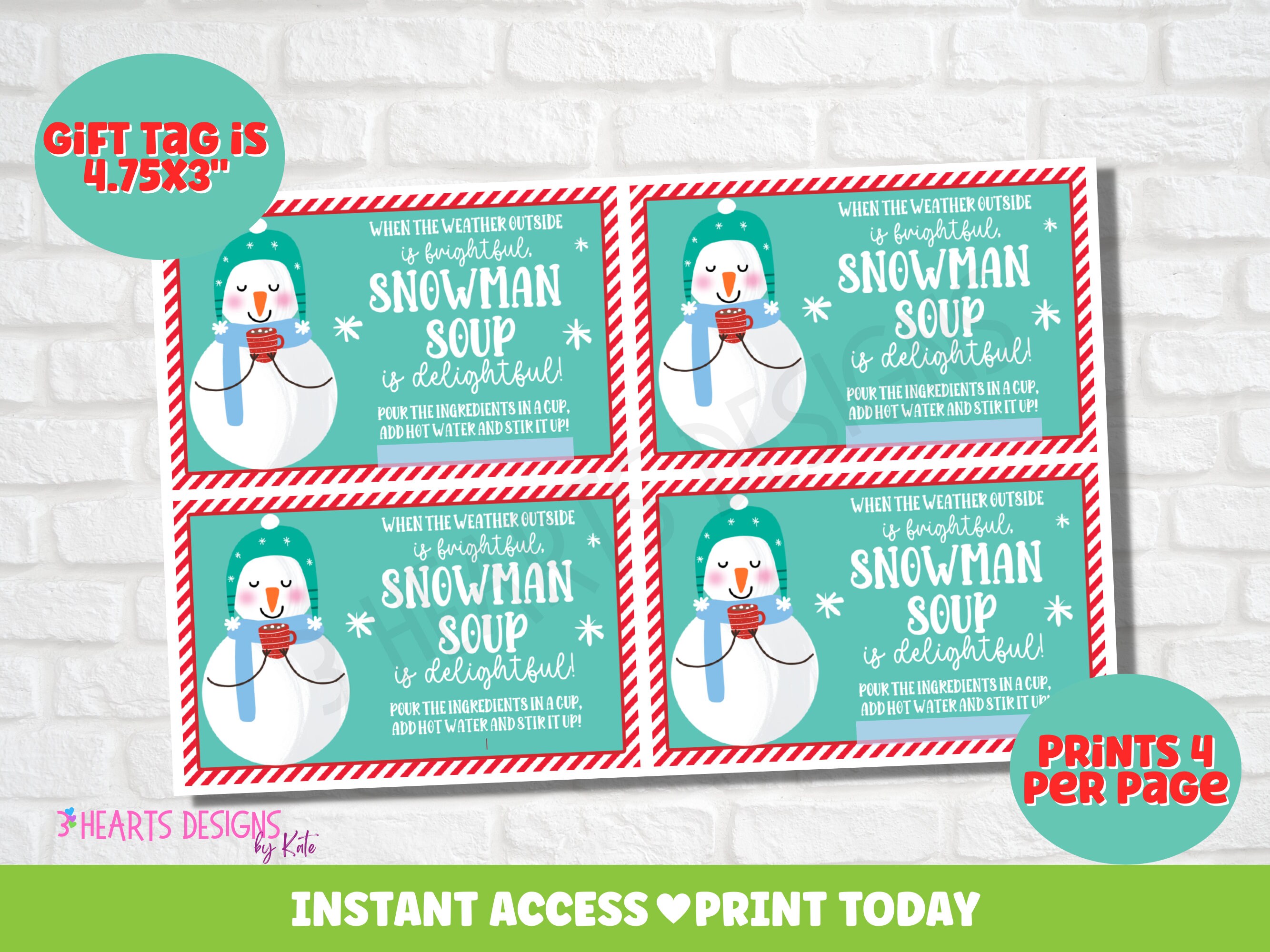 Snowman soup gift tags hot cocoa gift hot chocolate class etsy