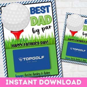 Titular de la tarjeta de regalo del Día del Padre imprimible / Regalo de golf para papá / Mejor papá por tarjeta Par / Regalo de papá Descarga instantánea