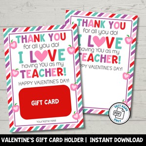 Porta biglietti regalo stampabili per insegnanti di San Valentino / Regalo di apprezzamento per insegnanti per San Valentino / Cena dolce con caffè / Download immediato